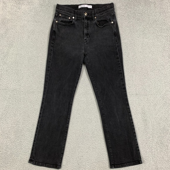 AYR The Pop Jeans Women's 29 Washed Black Straight High Rise Crop Denim